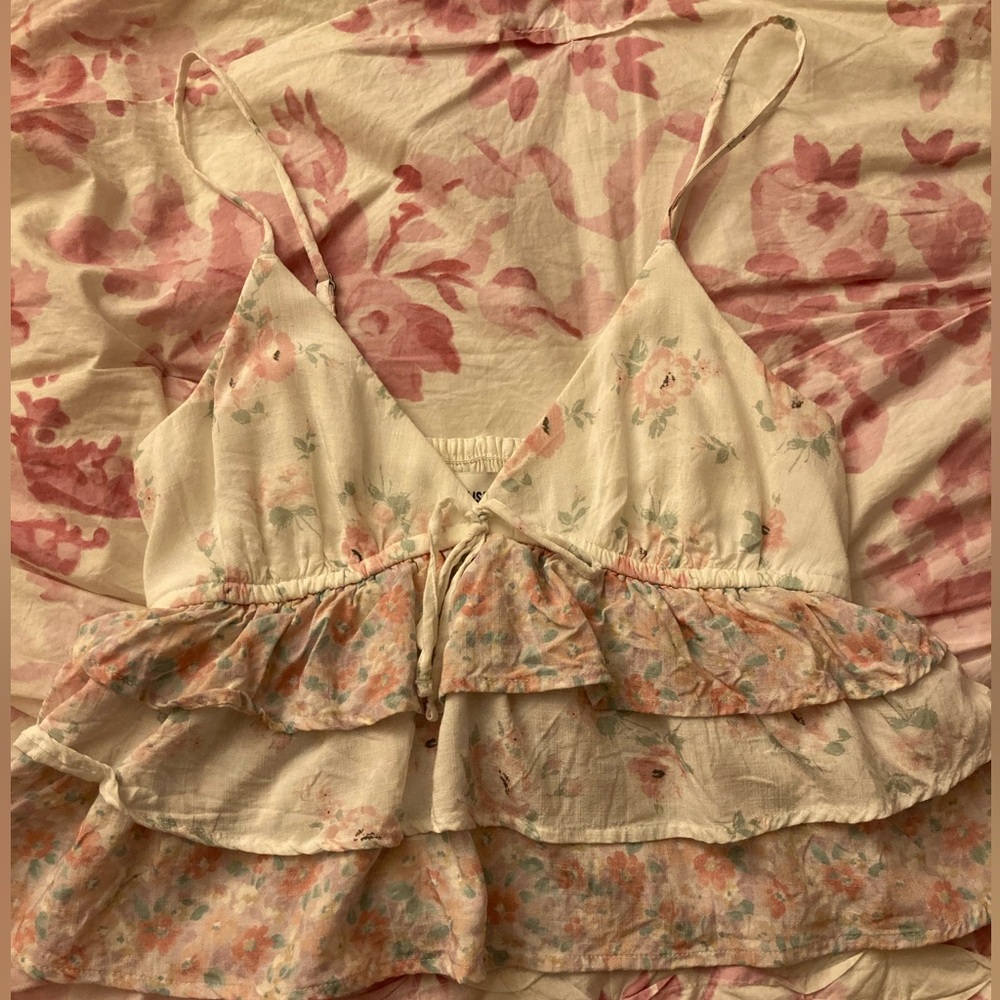Hollister Floral Ruffle Top